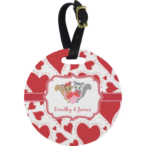 Custom Cute Squirrel Couple Plastic Luggage Tag - Round (Personalized)