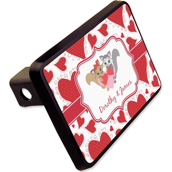 Custom Cute Raccoon Couple Rectangular Trailer Hitch Cover - 2" (Personalized)