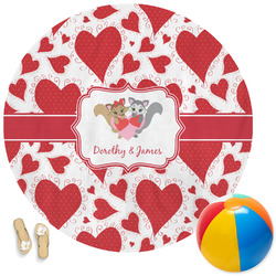 Cute Raccoon Couple Round Beach Towel (Personalized)