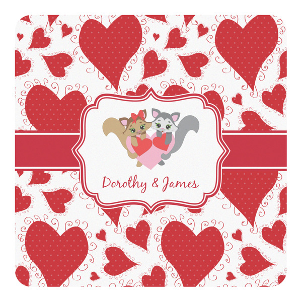 Custom Cute Raccoon Couple Square Decal - Small (Personalized)