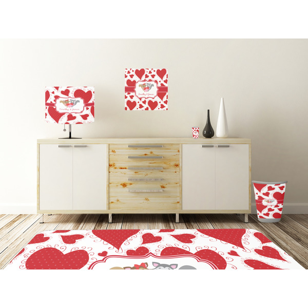 Cute Raccoon Couple Square Wall Decal Wooden Desk