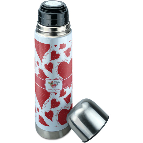 Cute Raccoon Couple Thermos - Lid Off