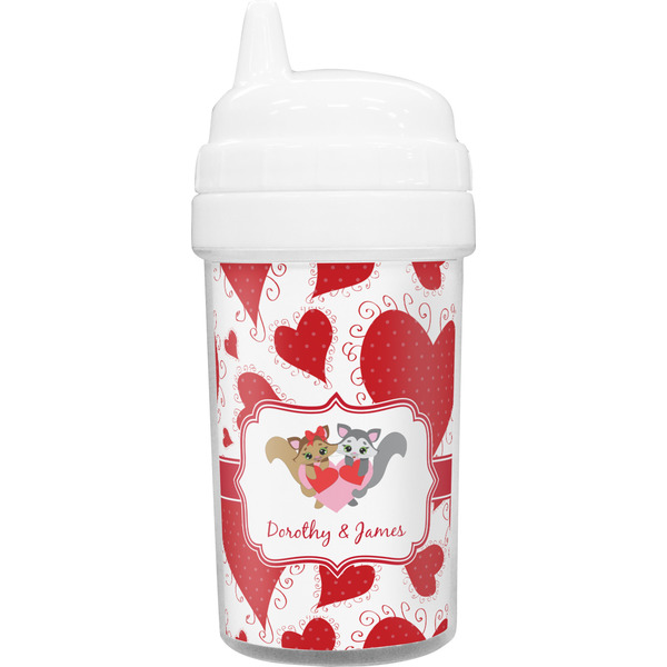 Custom Cute Raccoon Couple Toddler Sippy Cup (Personalized)