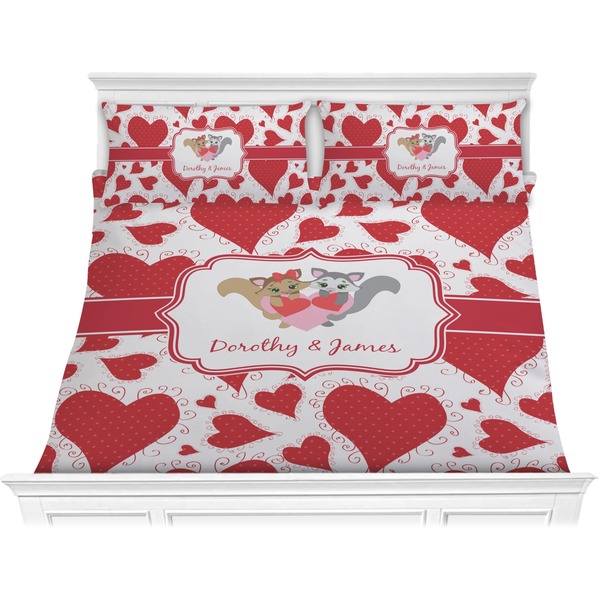 Custom Cute Raccoon Couple Comforter Set - King (Personalized)