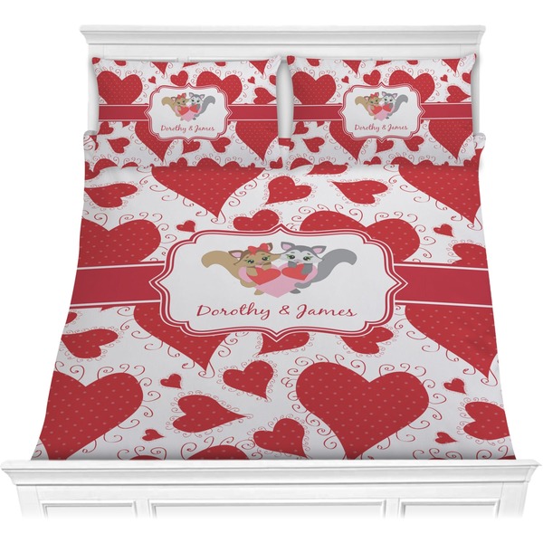 Custom Cute Raccoon Couple Comforter Set - Full / Queen (Personalized)