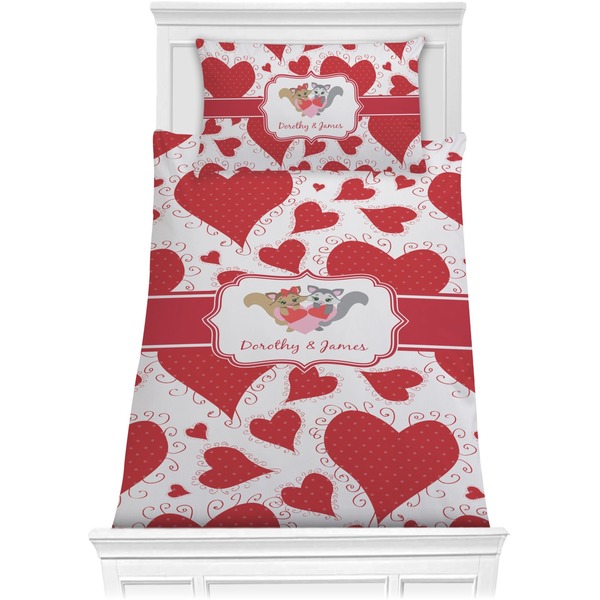 Custom Cute Raccoon Couple Comforter Set - Twin XL (Personalized)