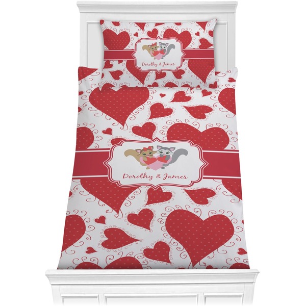 Custom Cute Raccoon Couple Comforter Set - Twin (Personalized)