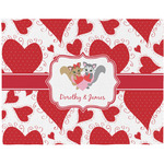 Cute Squirrel Couple Woven Fabric Placemat - Twill w/ Couple's Names