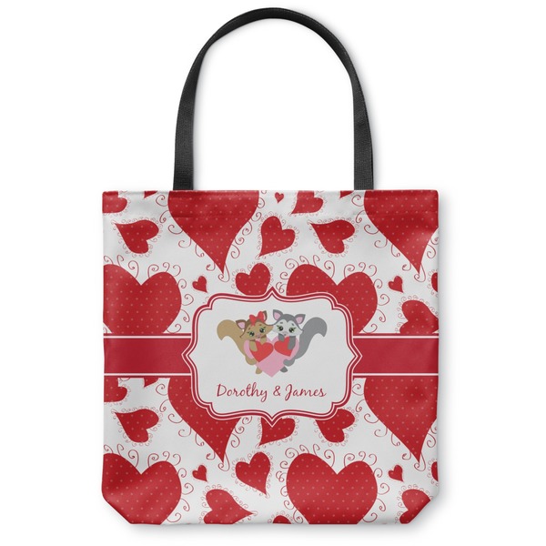 Custom Cute Raccoon Couple Canvas Tote Bag - Small - 13"x13" (Personalized)