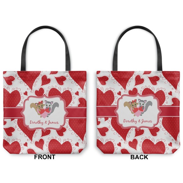 Cute Racoon Couple Canvas Tote - Front and Back