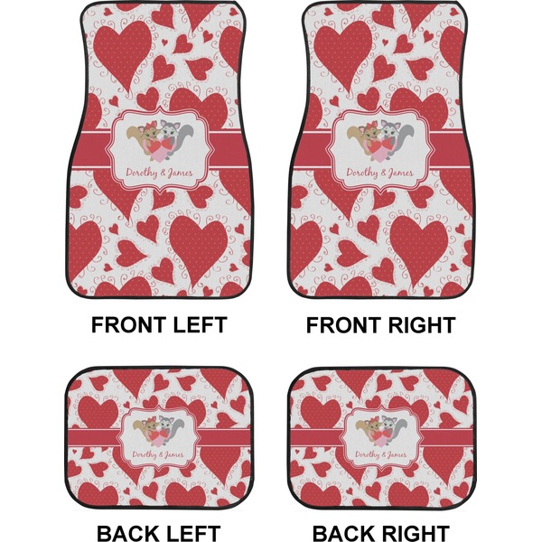 Cute Racoon Couple Car Floor Mats Set (2F + 2B)