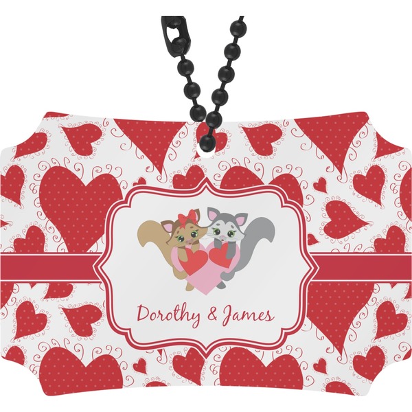 Custom Cute Raccoon Couple Rear View Mirror Ornament (Personalized)