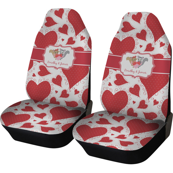 Custom Cute Raccoon Couple Car Seat Covers (Set of Two) (Personalized)