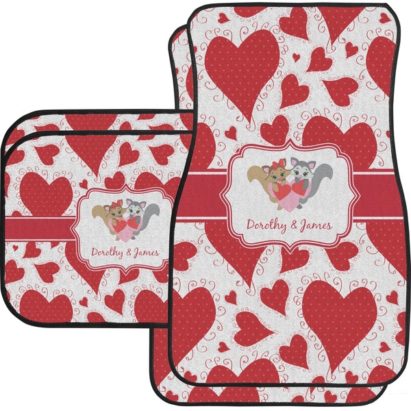 Cute Racoon Couple Custom Car Floor Mats Set (2Front & 2Back)