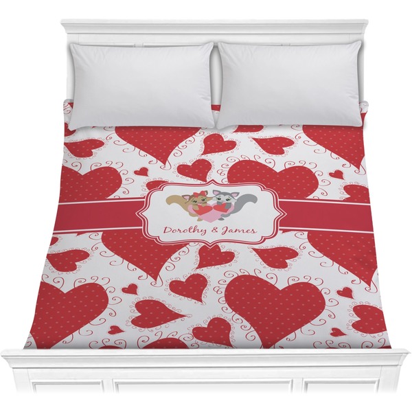 Custom Cute Raccoon Couple Comforter - Full / Queen (Personalized)