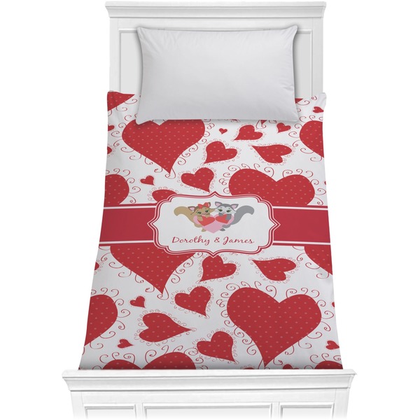 Custom Cute Raccoon Couple Comforter - Twin (Personalized)