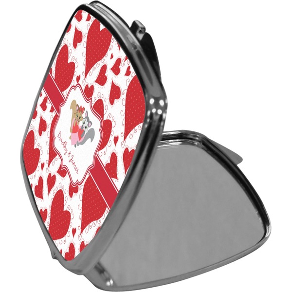 Cute Racoon Couple Compact Mirror (Side View)