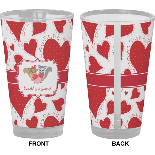 Cute Squirrel Couple Pint Glass - Full Color - Front & Back Views