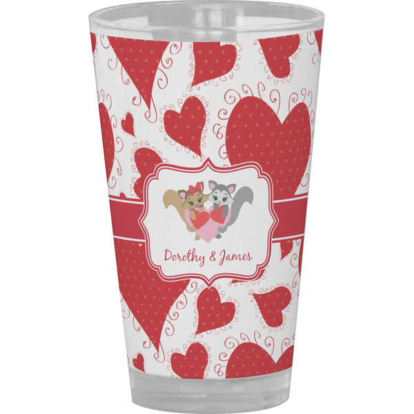 Custom Cute Squirrel Couple Pint Glass - Full Color (Personalized)