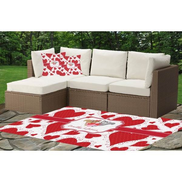 Cute Racoon Couple Outdoor Mat & Cushions