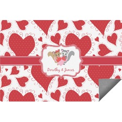 Cute Raccoon Couple Indoor / Outdoor Rug (Personalized)