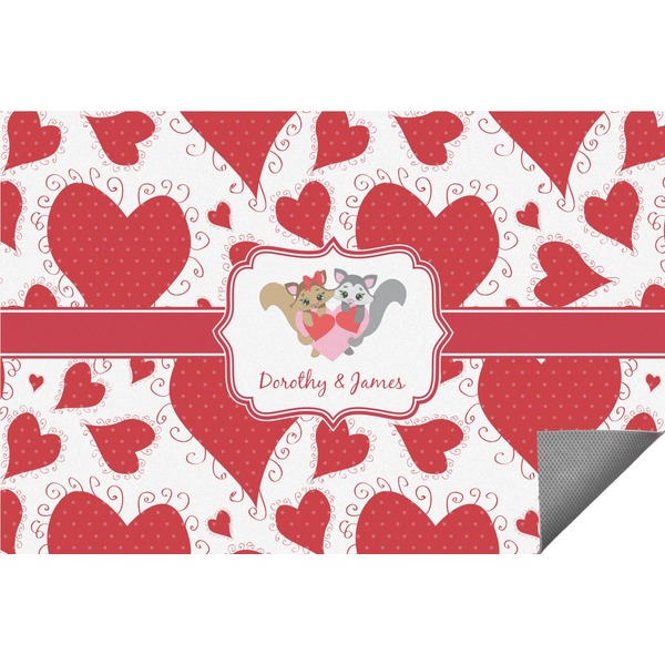 Custom Cute Raccoon Couple Indoor / Outdoor Rug - 3'x5' (Personalized)