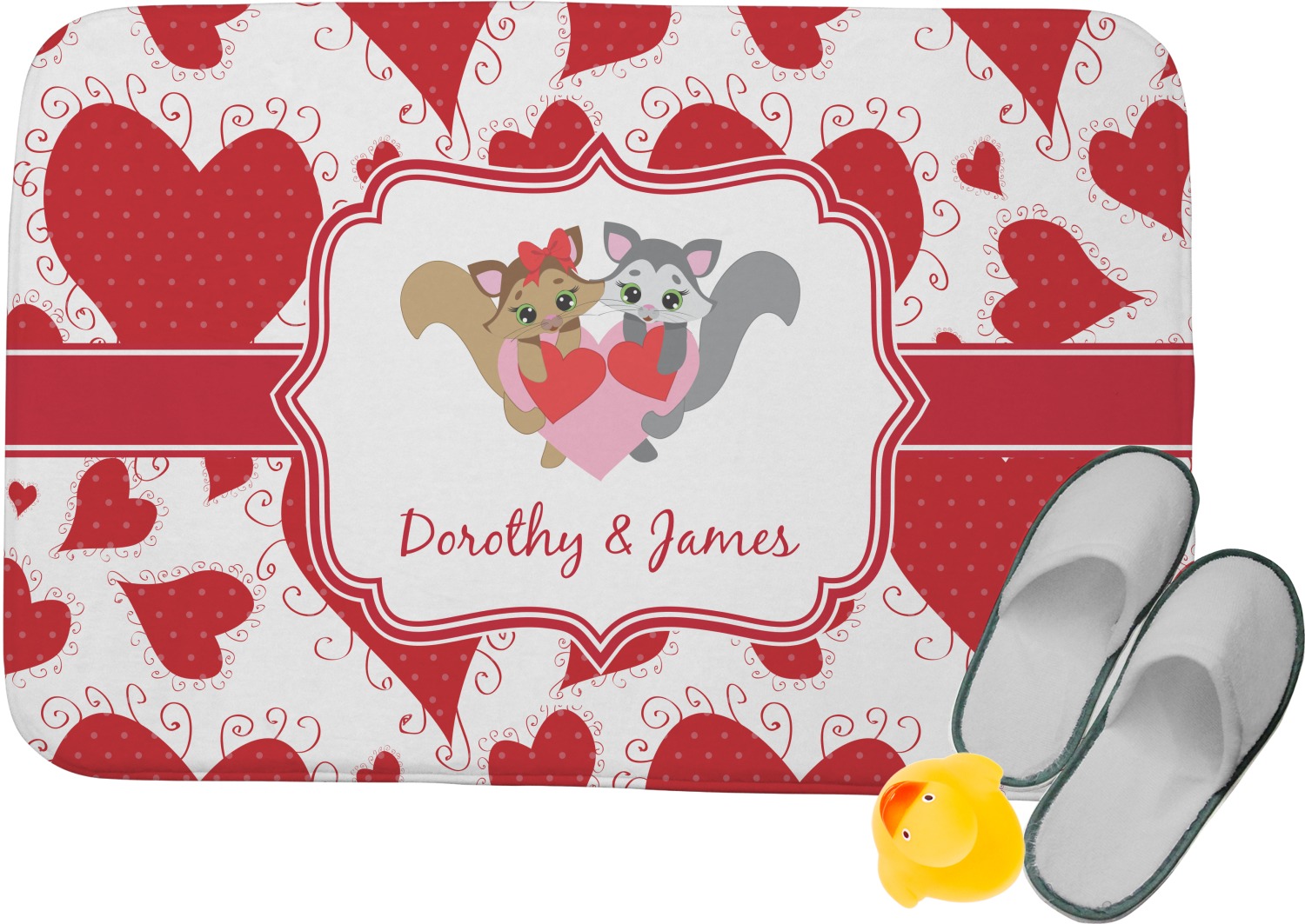 Cute Raccoon Couple Memory Foam Bath Mat (Personalized) YouCustomizeIt