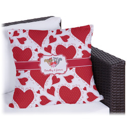 Cute Raccoon Couple Outdoor Pillow - 16" (Personalized)