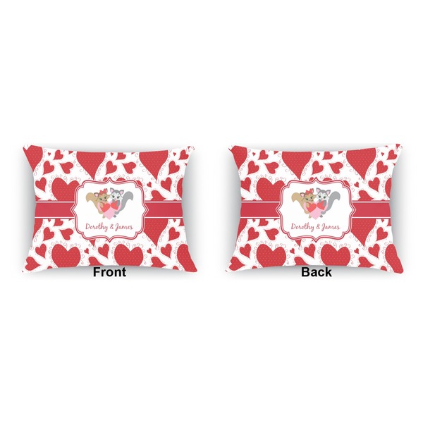 Cute Racoon Couple  Outdoor Rectangular Throw Pillow (Front and Back)