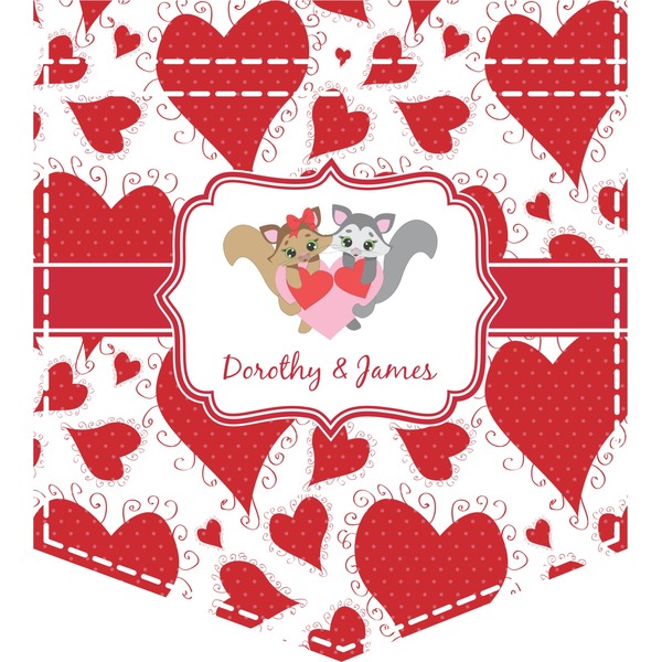 Custom Cute Raccoon Couple Iron On Faux Pocket (Personalized)