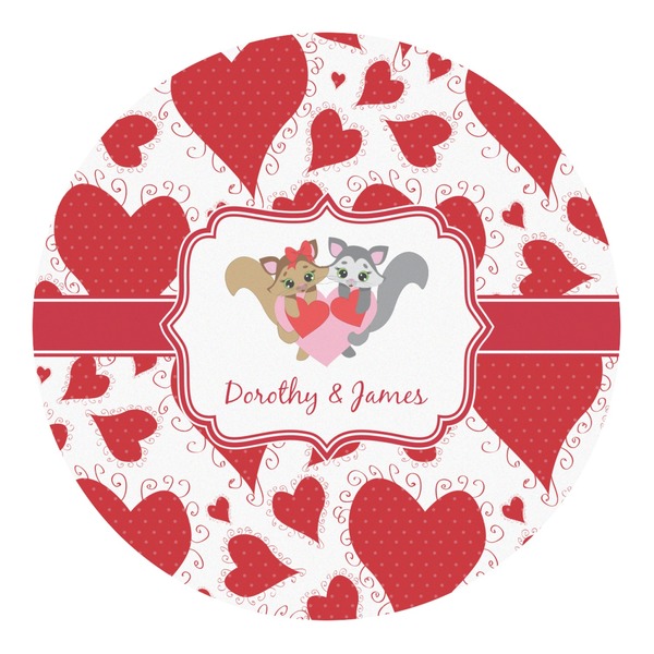 Custom Cute Raccoon Couple Round Decal - Small (Personalized)