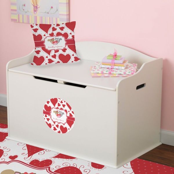 Cute Racoon Couple Round Wall Decal on Toy Chest