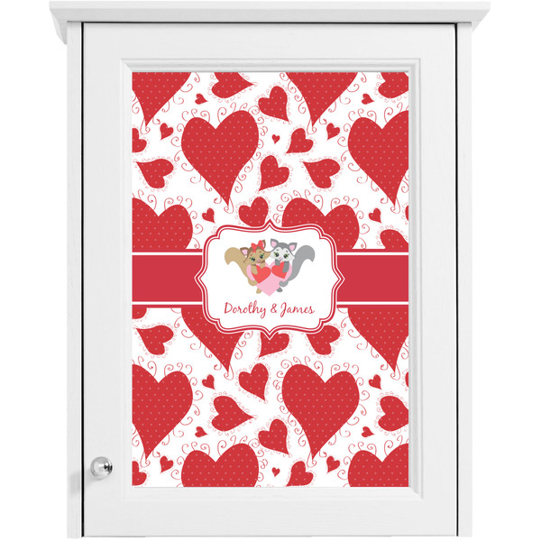 Cute Racoon Couple Single White Cabinet Decal