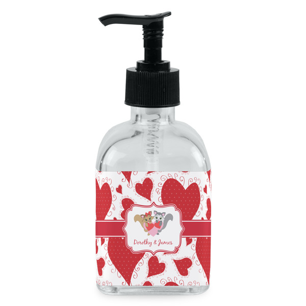 Custom Cute Squirrel Couple Glass Soap & Lotion Bottle - Single Bottle (Personalized)