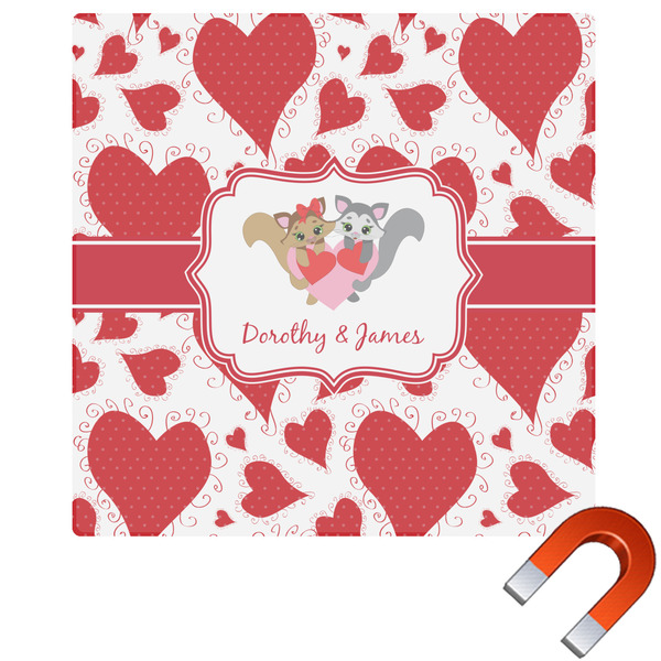 Custom Cute Squirrel Couple Square Car Magnet - 10" (Personalized)