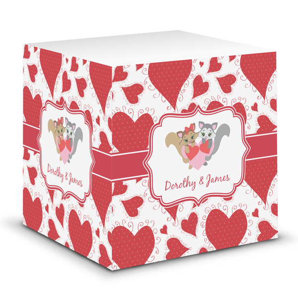 Custom Cute Raccoon Couple Sticky Note Cube (Personalized)