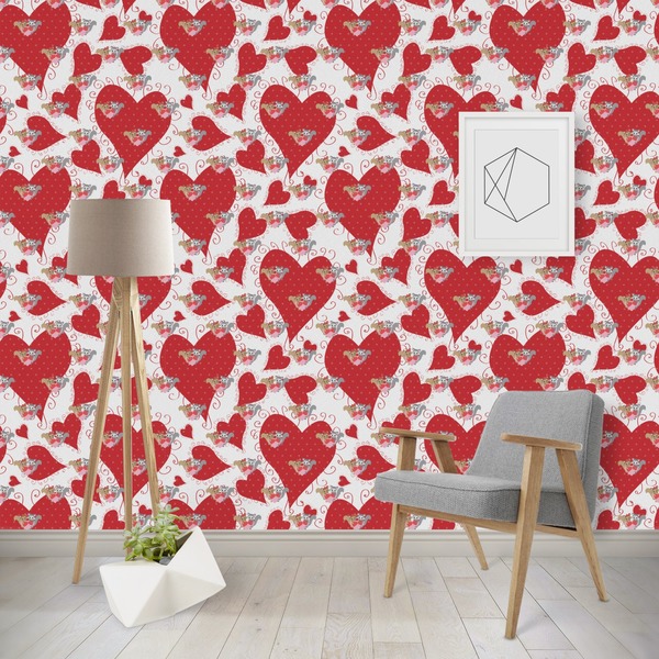 Custom Cute Raccoon Couple Wallpaper & Surface Covering (Peel & Stick - Repositionable)