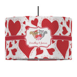 Cute Squirrel Couple 12" Drum Pendant Lamp - Fabric (Personalized)
