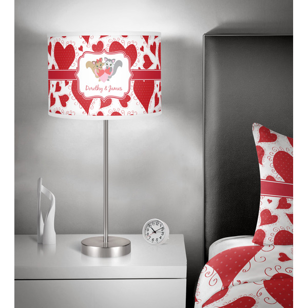 Cute Squirrel Couple 13 inch drum lamp shade - in room