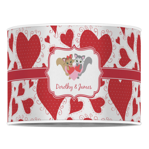 Cute Squirrel Couple 16" Drum Lampshade - FRONT (Poly Film)