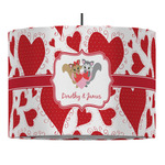 Cute Squirrel Couple 16" Drum Pendant Lamp - Fabric (Personalized)