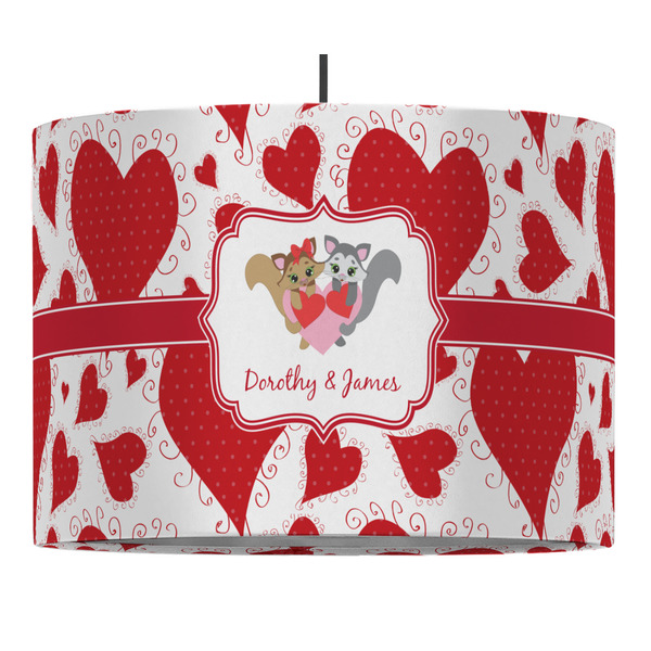 Custom Cute Squirrel Couple 16" Drum Pendant Lamp - Fabric (Personalized)