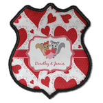 Cute Squirrel Couple Iron On Shield Patch C w/ Couple's Names