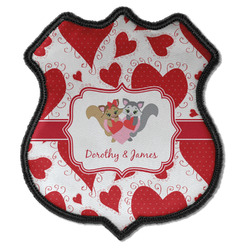 Cute Squirrel Couple Iron On Shield Patch C w/ Couple's Names
