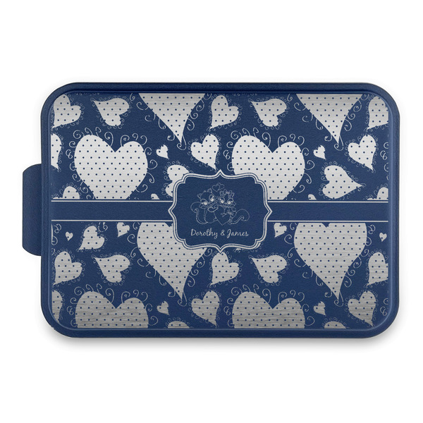Custom Cute Squirrel Couple Aluminum Baking Pan with Navy Lid (Personalized)