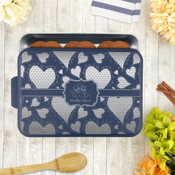 Cute Squirrel Couple Aluminum Baking Pan - Navy Lid - LIFESTYLE