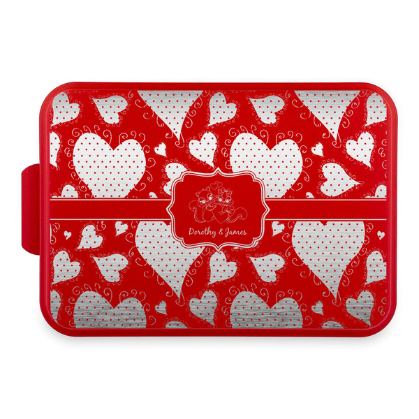 Custom Cute Squirrel Couple Aluminum Baking Pan with Red Lid (Personalized)