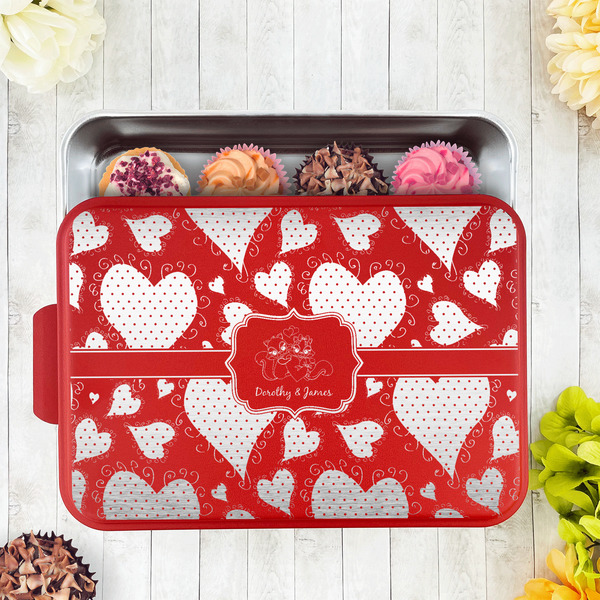 Cute Squirrel Couple Aluminum Baking Pan - Red Lid - LIFESTYLE