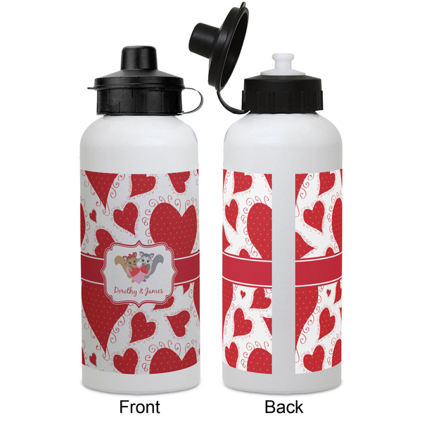 Cute Squirrel Couple Aluminum Water Bottle - White APPROVAL