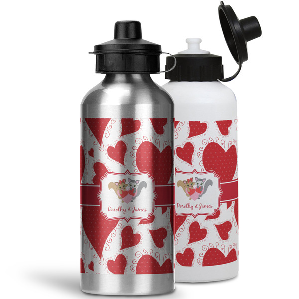 Cute Squirrel Couple Aluminum Water Bottles - MAIN (white &silver)